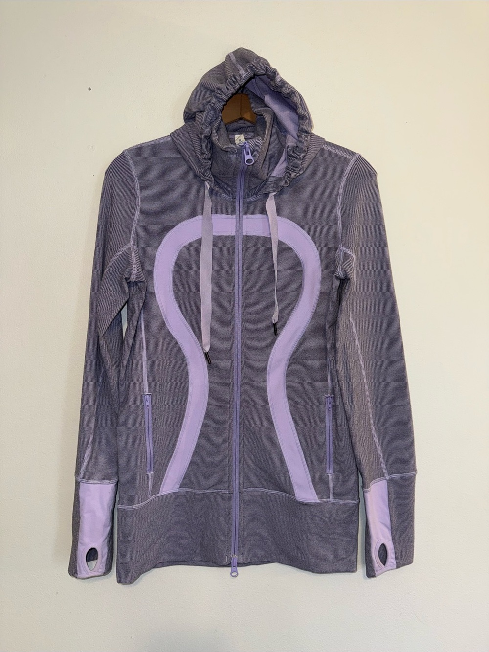 Lululemon Stride Jacket Brushed in Lilac Heathered Coal Wee Stripe Lilac 6